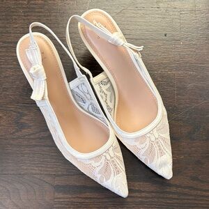 a new day White Lace Slingback Heels